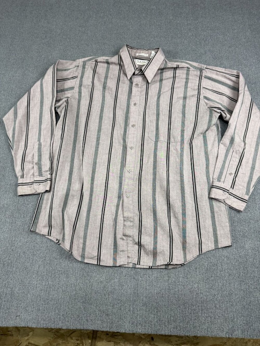 Impact Mens Lavender and  Black Striped Long Sleeve Button-Up Shirt XL